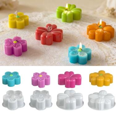 Imagem de Tone Fun 4 moldes de silicone em formato de trevo, flor de pêssego e crisântemo para fazer velas, resina, velas de aromaterapia, sabonete de cera artesanal, decoração de casa, artesanato (B)