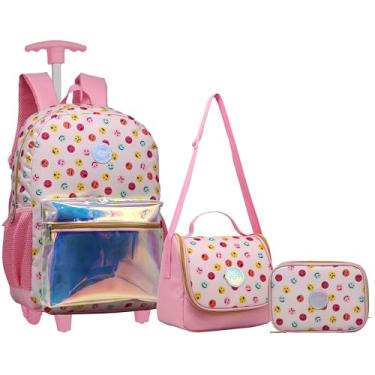 Imagem de Kit Mochila Carrinho Lancheira Estojo Escolar Juvenil KIT8163 (ROSA)