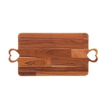 Imagem de BANDEJA MADEIRA COM ALÇA CORAÇÃO TECA 47x23x2cm