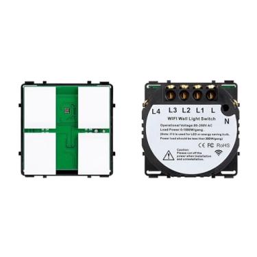 Imagem de Módulos DIY Combinação Livre 2 3 4 5 6 7 8 Interruptor Inteligente Touch On/Off Vidro Preto 157 mm Painel Tomada (4G WiFi Null Fire)