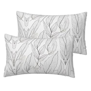 Imagem de Conjunto de 2 fronhas de linho sintético macio com estampa de manjericão, endro e alecrim, capas respiráveis reversíveis para cama e sofá, decoração com zíper oculto