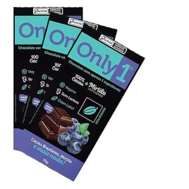 Imagem de Kit 3X: Chocolate 100% Cacau com Mirtilo Sem Lactose Vegano (Only1) Only4 70G