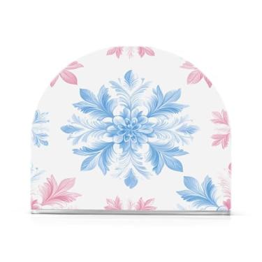 Imagem de Qilmy Porta-guardanapos de flocos de neve de Natal sonhador para mesas, elegante suporte de guardanapo de papel de placa acrílica, dispensador de papel de seda independente moderno para sala de jantar