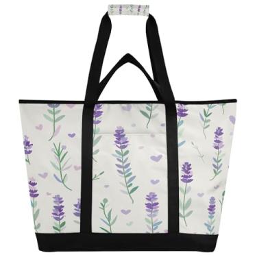 Imagem de STAYTOP Grande bolsa térmica térmica, linda lavanda dobrável para cozinha, reutilizável, lancheira, à prova de vazamento, sacola para compras, comida, viagem, praia, acampamento