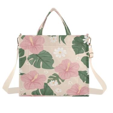 Imagem de Burbuja Sacola feminina rosa tropical, bolsa tiracolo de veludo cotelê, bolsa tiracolo para compras, trabalho, viagem, P, B411, Medium