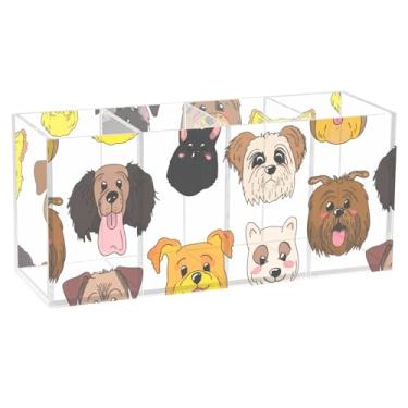 Imagem de Burbuja Porta-canetas de acrílico com 4 compartimentos de desenho animado, para pincéis de maquiagem, acessórios de mesa para escritório doméstico