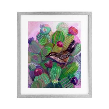 Imagem de Stupell Industries Desert Day Dream Bird Impressão emoldurada cinza sob vidro, design de Ashley Davis, 40,6 x 33,5 cm