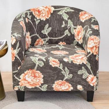 Imagem de Capas de cadeira estampadas redondas, capa de poltrona elástica, protetor de móveis removível, com fundo elástico para cafeterias, bares e quartos de hóspedes - Tipo 01||Meio círculo individual 65-90