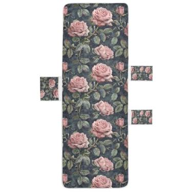 Imagem de STAYTOP Linda capa de toalha para espreguiçadeira Roses, capa macia para espreguiçadeira, capas de cadeira de praia com bolsos para jardim ao ar livre, pátio, pátio, banhos de sol, gramado, 216 x 76