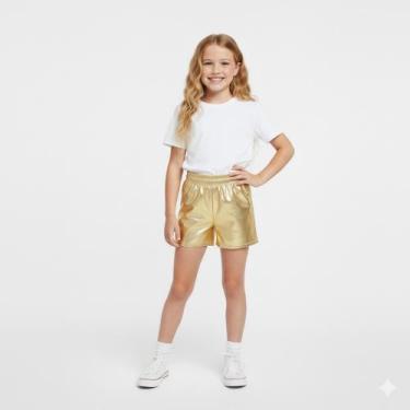 Imagem de Short Metalizado Menina Lame - AVM Confecções, Dourado, 6