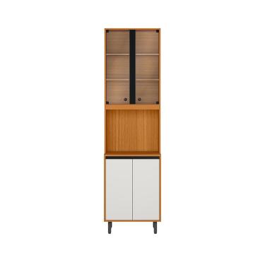 Imagem de Paneleiro Duplo Vidro 4 Portas 60cm Ravena Freijo Uv Off Acetinado - Ssx Multicoisas