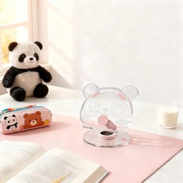 Imagem de Suporte de telefone em forma de panda, suporte giratório para tablet para mesa com ângulo ajustável, suporte de celular de mesa para a maioria dos celulares e tablets de 4 a 13 polegadas (rosa)