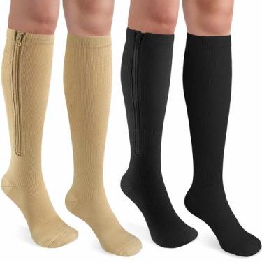 Imagem de Meias de compressão CASMON Zipper 15-20 mmHg para mulheres e homens