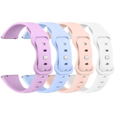 Imagem de Vancle Pulseiras Veryfit para relógio inteligente Veryfit IDW13 IDW16 IDW19 IDW26 IDW28 pulseiras ajustáveis de silicone macio (violeta/azul claro/rosa areia/branco)