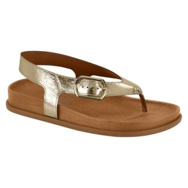 Imagem de Sandália Papete Feminina Vizzano – Metalizada, Plataforma Baixa, Leve, Confortável e Moderna para Uso Diário (Dourado, BR, Adulto, Numérico, 37)