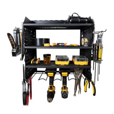 Imagem de Pearington Organizador modular de ferramentas elétricas com estação de carregamento. Suporte de broca de montagem na parede de 4 camadas, organizador de carregador de bateria de ferramenta mecânica