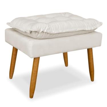 Imagem de Puff Decorativo Luxo para Sala e Recepção – Puff para Descanso dos Pés com Pés Palito e Acabamento Suede (Bege)