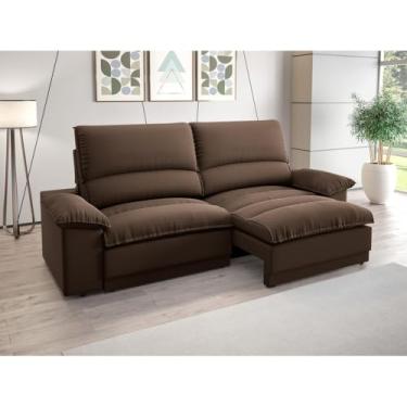 Imagem de Sofá Retrátil e Reclinável com Molas Bonnel - Velosuede Confortável e Elegante para Sala de Estar e Quarto (Marrom)