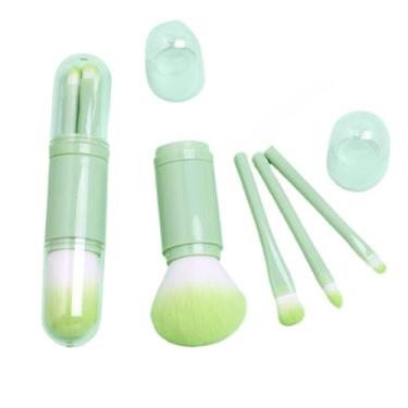 Imagem de Conjuntos de Pincéis Conjunto De Pincéis De Maquiagem Retrátil 4 Em 1 Portátil Mini Pincel De Blush E Sombra Maquiagem(verde)