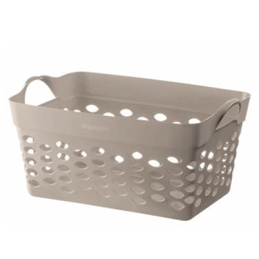 Imagem de Ordene - Cesto Organizador Plástico Flexível Retangular de 22 Litros, Cor Capuccino, Linha Log