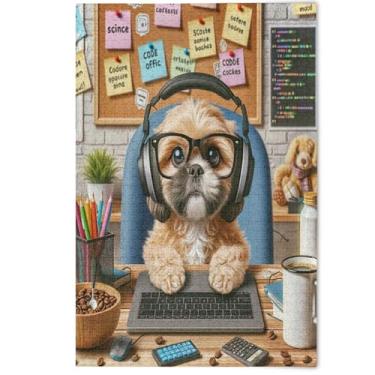 Imagem de Quebra-cabeça para adultos, 500 peças, jogo familiar, decoração de casa, engraçado cachorro fofo cena animal, natureza, quebra-cabeças engraçado, 500 peças, 52 x 37,8 cm