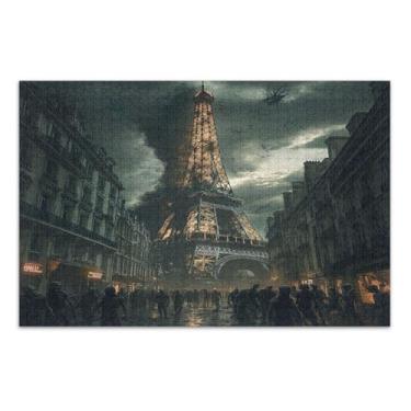 Imagem de Quebra-cabeças Zombie Rising da Torre de Paris 1000 peças para adultos, jogos de quebra-cabeça para adultos com letras nas costas
