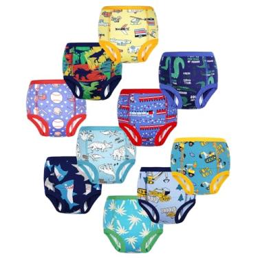 Imagem de MooMoo Baby Pacote com 10 cuecas de treino de algodão absorventes para meninos e meninas de 2 a 6 anos, Dina e carro, 6 Anos