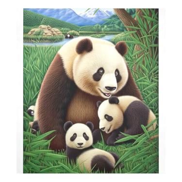 Imagem de Pandas Grassland Máquina de lavar louça magnética para decoração de porta frontal, capa de lava-louças para a frente 58,4 cm L x 66 cm A
