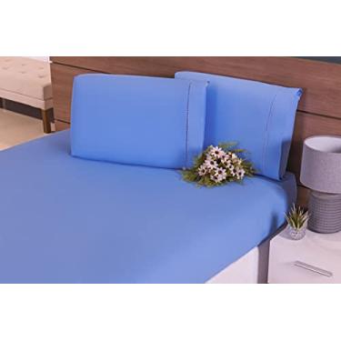 Imagem de Jogo Lençol 2 Peças Mini Cama 180x80x15 100% Algodão Ponto Palito (Azul, Mini Cama, 200)