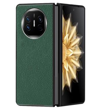 Imagem de LTLMYDAM Capa de couro vegano para Huawei Mate XT, proteção contra quedas de textura lichia fina capa traseira ultrafina leve, verde, XT