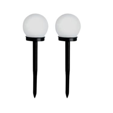 Imagem de Kit 2 Balizas Solares LED Redondas 8 Lâmpadas - Operação Automática Recarregável para Jardim, Caminho e Área Externa (2 UNIDADES)
