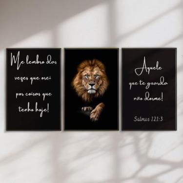 Imagem de Quadro Decorativo Trio Leão De Judá e Frases