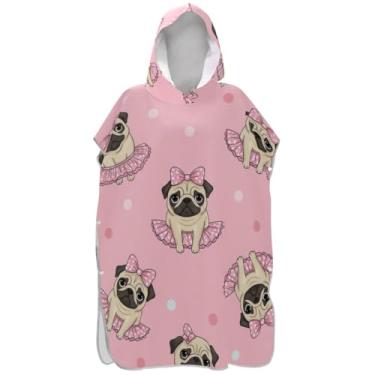 Imagem de Joisal Poncho de surfe rosa fofo de desenho animado para trocador de roupas de adulto ponchos de praia absorventes para homens toalha de banho com capuz de praia