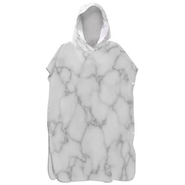 Imagem de Joisal Poncho de surfe plus size trocador de roupão adultos praia banho com capuz toalhas brancas mármore cinza veias homens mulheres poncho com capuz