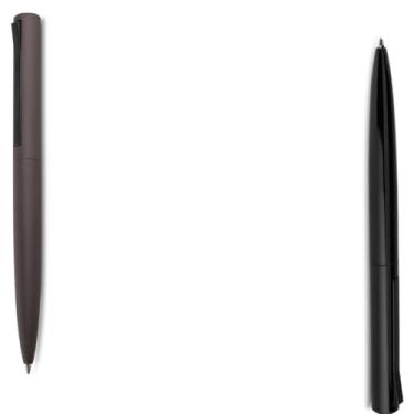 Imagem de Caneta Esferográfica Retrátil em Alumínio Reciclado, Escrita Azul, Corpo Emborrachado, Ponta Touch, Ambidestro, 0.8cm (Cinza e Preto)