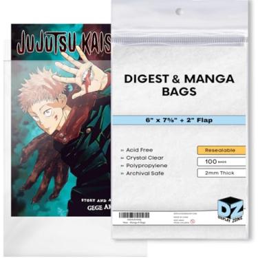 Imagem de Display Zone Bolsas Resealable Digest & Mangá – Pacote com 100 capas de plástico de polipropileno sem ácido – Proteção transparente para o seu resumo e mangá – Capas de armazenamento de arquivo para