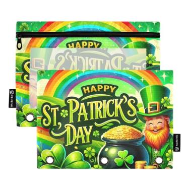Imagem de Estojo de lápis Happy St Patricks Elements com 3 argolas pacote com 2 fichários de escritório de grande capacidade