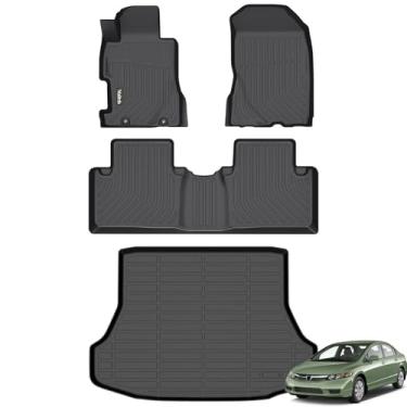 Imagem de Wailtnb - Para Honda Civic Sedan 2006-2011 tapete de 4 portas forro de carga para todos os climas tapete de carro para Honda Civic ajuste personalizado conjunto completo acessórios automotivos