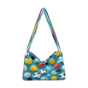 Imagem de GAIGEO Bolsa de ombro feminina com flores, bolsas de ombro para mulheres, bolsas de outono, Bolas esportivas - 1, One Size