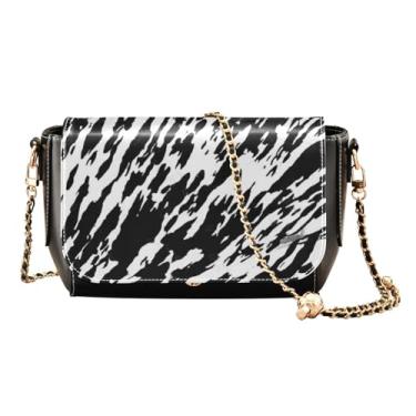 Imagem de GAIGEO Bolsa tiracolo feminina preta e branca de pele de zebra para o verão, bolsa transversal para celular, bolsas transversais de couro, pele de zebra preta e branca, tamanho único, Pele de zebra