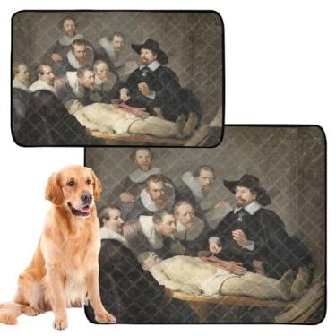 Imagem de TSENQUE Almofadas de urina laváveis para cães de estimação Rembrandt Aula de anatomia Dr. Nicolaes Tulp reutilizável para animais de estimação e gatos, absorventes para cães, tapete impermeável para