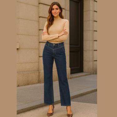 Imagem de Calça Jeans Feminina Reta Azul Tradicional – Cintura Alta Enfim- Malwee-Feminino