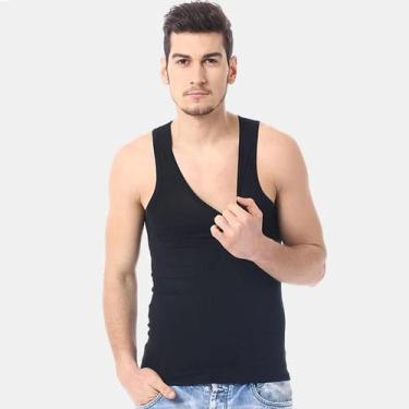 Imagem de Camisola do algodão puro para homens, Undershirt do halterofilismo, Co