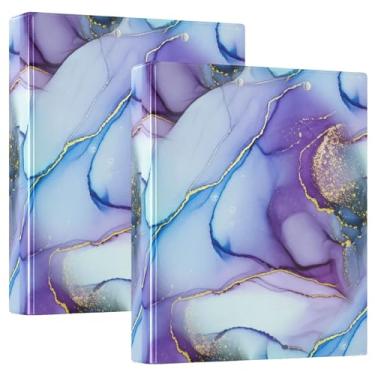 Imagem de Pastas em aquarela com 3 anéis roxos pastel, 3 anéis, comporta 200 folhas de cadernos florais de animais, fichário de escritório, 31,5 x 27 x 6 cm, pacote com 2