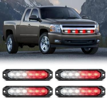 Imagem de Nilight Luzes estroboscópicas de emergência de 6 LEDs, 4 peças, ultrafina, barra de luz de advertência de 12 a 24 V, kit de luz intermitente para caminhão, carro, veículo, ATV, SUV, UTV, vermelho e