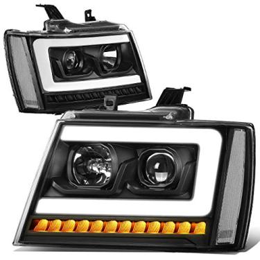 Imagem de DNA MOTORING HL-HPL-CSA07-BK-CL1 faróis de projetor LED DRL 3D preto com luz de sinal sequencial de LED compatível com Chevy Avalanche 07-13 compatível com Chevy Tahoe 07-14