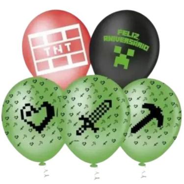 Imagem de Balão Pic Pic Pixels Sortido N10 C/25un Festa Aniversario - sao roque