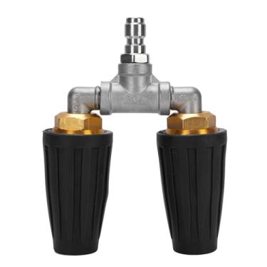 Imagem de Bocal duplo de turbina para lavadora de pressão, bico turbo rotativo duplo de aço inoxidável de 1/4 psi para limpeza de carros de jardim (Preta)