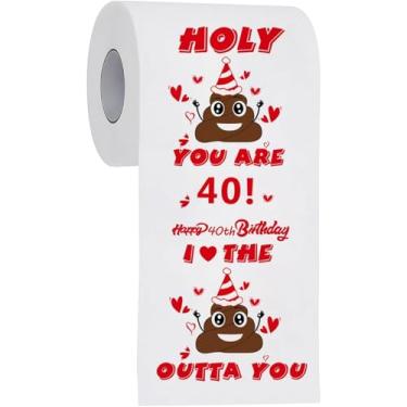 Imagem de Presentes de aniversário de 40 anos para mulheres e homens, papel higiênico de brincadeira feliz, presentes de mordaça novidade, decorações de aniversário de 40 anos, rolos de papel higiênico