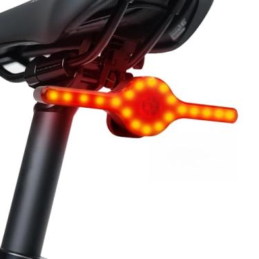 Imagem de SIUYIU Lanterna traseira de bicicleta inteligente X8 recarregável por USB, 20 luzes LED de 300 lúmens para ciclismo noturno, com setas e detecção de freio, 9 modos para andar à noite - Luzes de